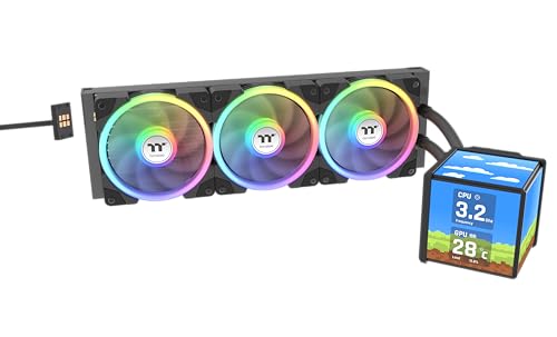 Thermaltake MINECUBE CL-W481-PL12SW-A 360 Ultra Refroidisseur liquide pour processeur Compatible Intel AMD 3 x 120 mm 500~2000 tr min SWAFAN EX ARGB MagForce 2.0. 4 écrans TFT LCD 3,95 Noir