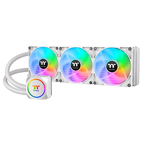 Thermaltake TH420 ARGB Sync Refroidisseur liquide tout-en-un Snow Edition, AMD (AM5 AM4) Intel (LGA 1700 1200), radiateur haute efficacité de 420 mm, CL-W369-PL14SW-A