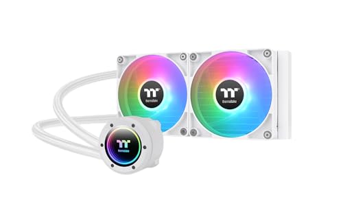Thermaltake TH240 V2 ARGB Sync AlO Refroidisseur de liquide ventilateur 120 mm x 2 PWM 500 ~ 2000 tr min Waterblock miroir contrôle de synchronisation MB ARGB blanc, CL-W364-PL12SW-A