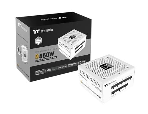 Thermaltake Toughpower GF A3 Snow Edition Bloc d'alimentation ATX 3.0 Full Modular SLI Crossfire Ready 850 W 80 Gold PS-TPD-0850FNFAGU-N Connecteur PCIe Gen.5 450 W 12 VHPWR Inclus