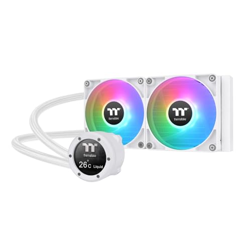Thermaltake TH240 V2 Ultra ARGB Sync AlO Refroidisseur de liquide Ventilateur ARGB 120 x 2 PWM 500~1500rpm Water Block 2.1 LCD Blanc, CL-W404-PL12SW-A
