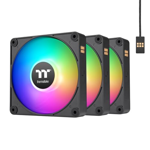 Thermaltake CT120 EX ARGB Ventilateur de refroidissement inversé pour PC (lot de 3 ventilateurs), connexion magnétique, synchronisation de carte mère 5 V, 16,8 millions de couleurs, 9 LED adressables,