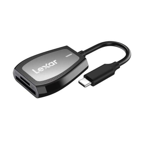 Lexar Lecteur Professionnel Double Fente avec connecteur USB-C pour Carte SD et microSD UHS-I, Noir