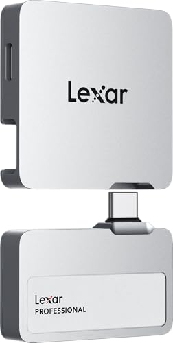 Lexar Disque SSD Portable Professionnel Go avec concentrateur, Prend en Charge Apple 4K 60 fps ProRes, jusqu'à 1050 Mo s, USB 3.2 Gen 2, Robuste, IP65, Ultracompact, Compatible avec iPhone 15 16, SSD
