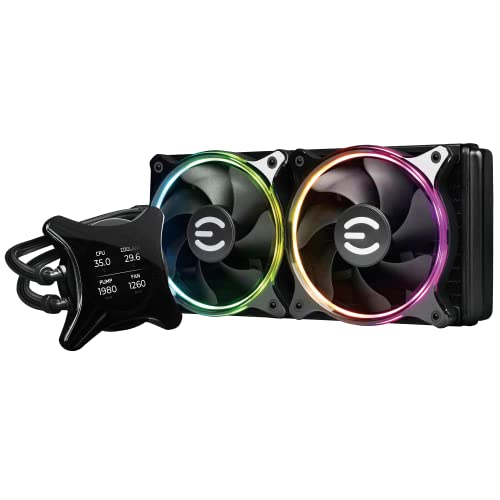 EVGA CLCx 400-HY-CX36-V1 Refroidisseur liquide tout-en-un pour processeur LCD, 3 ventilateurs PWM ARGB de 120 mm, Intel, AMD, garantie de 5 ans