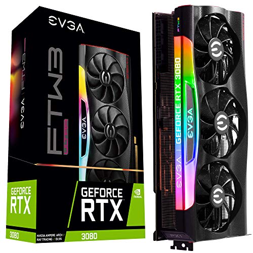 EVGA 10G-P5-3897-KR GeForce RTX 3080 FTW3 Ultra Gaming, 10GB GDDR6X, iCX3 Technology, ARGB LED, Plaque arrière en métal