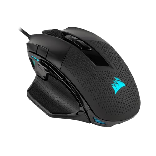 Corsair NIGHTSWORD RGB Souris de Jeu FPS MOBA Filaire - 18 000 DPI - 10 Boutons Programmables - Système de Poids - Compatible iCUE - PC, Mac, PS5, PS4, Xbox - Noir