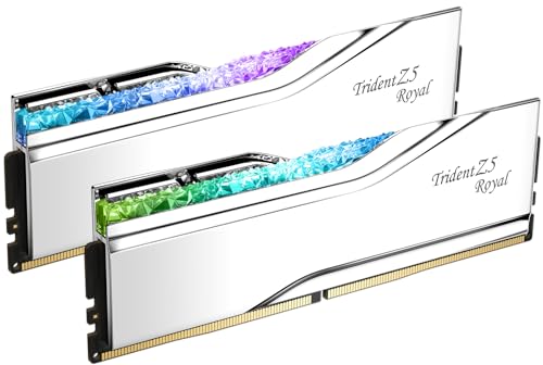 G.SKILL Trident Z5 Royal Series (Intel XMP 3.0) DDR5 RAM 48 Go (2 x 24 Go) 8000 MT s CL40-48-48-128 1,35 V Mémoire UDIMM pour ordinateur de bureau – Argent (F5-8000J4048F24GX2-TR5S)