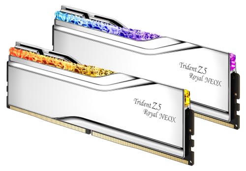 G.SKILL Trident Z5 Royal NeoX Series DDR5 RAM (AMD EXPO ULL EXPO) 32 Go (2 x 16 Go) jusqu'à 6000 MT s* CL36-36-36-76 1,35 V mémoire U-DIMM pour ordinateur de bureau – Argent (F5-6000A3636F16GX2