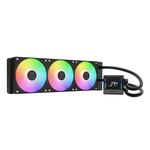 GAMDIAS CHIONE E4 Watercooling AIO 360 mm pour CPU, Écran Numérique en Temps Réel, Pompe PWM Brevetée, Câblage Caché, Ventilateurs ARGB PWM, MB Sync, Compatible Intel LGA 1700 1200, AMD AM5 AM4, Noir