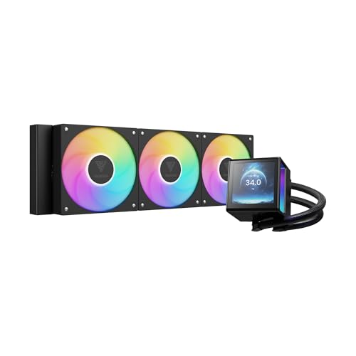 GAMDIAS CHIONE P5 Watercooling AIO 360 mm pour CPU, Écran LCD IPS 3,4” Magnétique et Rotatif, Logiciel Personnalisable, Câblage Caché, Ventilateurs ARGB PWM, MB Sync, Intel LGA 1851, AMD AM5, Noir