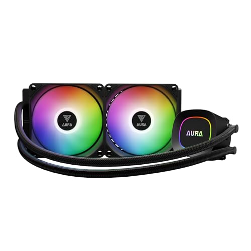 GAMDIAS AURA GL240 LITE Watercooling AIO 240 mm pour CPU, Ventilateurs PWM Hydrauliques, Éclairage ARGB Synchronisé avec Carte Mère, Compatibilité LGA20XX 1851 1700 115X 1200, AM5 AM4 AM3