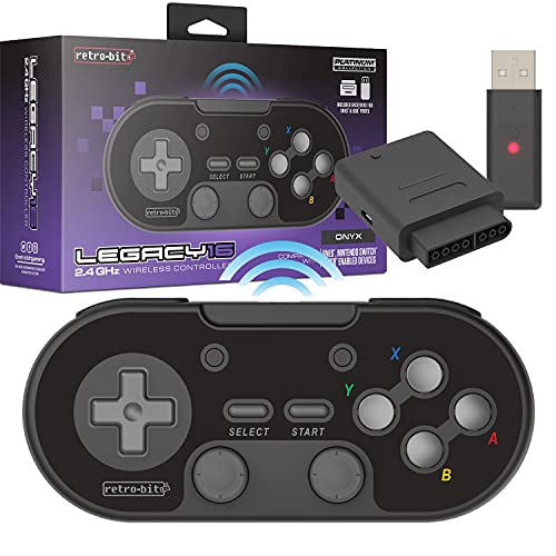 Retrobit Legacy 16 Manette sans Fil Noir pour Switch PC Steam Raspberry Pi Snes Android 2,4 g