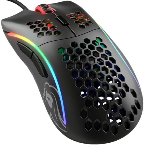 GLORIOUS Gaming Model D Wired Gaming Mouse - 68g Superlight Honeycomb Design, RGB, Ergonomic, Pixart 3360 Sensor, Omron Switches, PTFE Feet, 6 Buttons - Matte Black