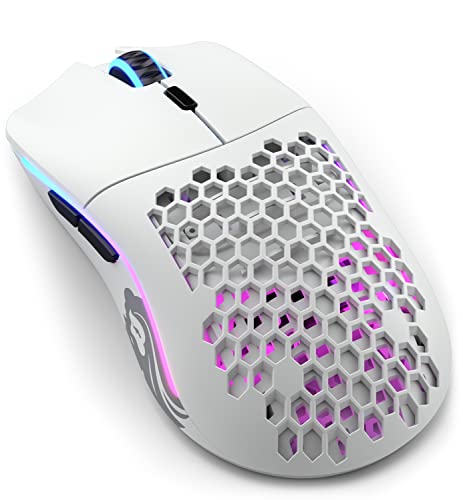 GLORIOUS Gaming Model O Wireless Souris de Jeu sans Fil - Superlégère, Design nid d’Abeille 69 g, RGB, ambidextre, sans Fil 2,4 GHz sans Latence, Jusqu’à 71 h de Batterie - Blanc Mat