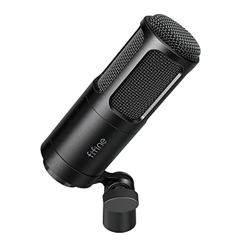 FIFINE Microphone dynamique XLR, microphone de podcast vocal avec motif cardioïde, microphone de studio en métal pour diffusion vocale et enregistrement vidéo, noir-K669D