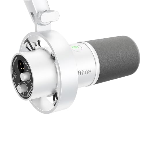 FIFINE Amplitank K688 Microphone dynamique de studio XLR USB avec bouton de gain, contrôle des écouteurs, microphone vocal XLR USB XLR USB Blanc