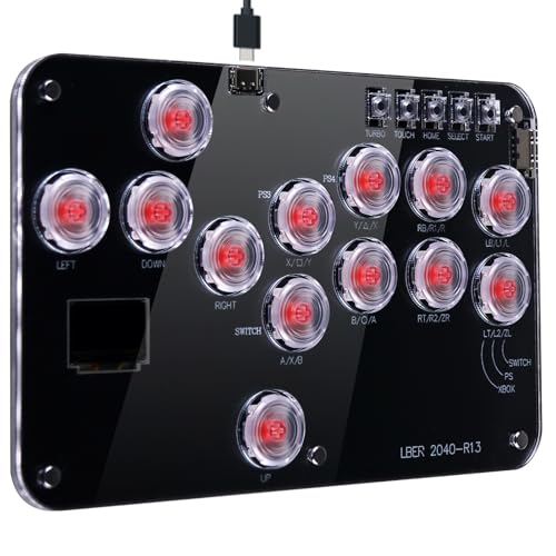 Arcade Stick Game Keyboard R13, Stick d'arcade de manette sans livraison avec Turbo et personnalisé RGB, contrôleur d'arcade silencieux All-Button Arcade Controller Street Fight pour PC PS3 PS4 Switch