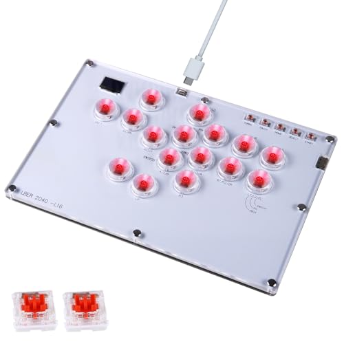 Manette d'arcade Stick L16, contrôleur sans levier Street Fight avec Turbo et SOCD, Arcade Stick Street Fight pour PC PS3 PS4 Steam Switch clavier de jeu - Prend en charge le Hot Swap et RVB
