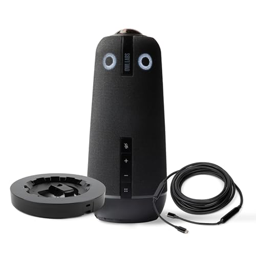 Owl Labs Meeting Owl 4 Premium Pack – Caméra de vidéoconférence Intelligente 4K, Microphone et Haut-Parleur (Accessoires Inclus)