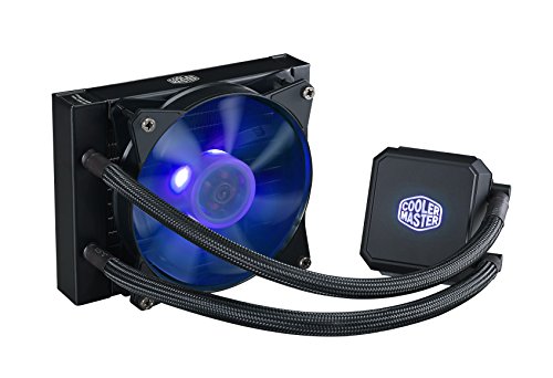Cooler Master MasterLiquid LC120E Refroidisseur liquide pour processeur AIO en boucle fermée, radiateur de 120 mm, pompe RVB à double chambre, double ventilateurs MF120R RVB, éclairage RVB pour AMD