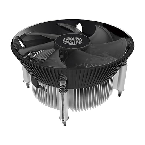 Cooler Master i70 Refroidisseur d'air pour processeur à profil bas, 120 ailettes PWM en aluminium anodisé noir, base en cuivre, 70 mm de haut, 95 W TDP support pour supports Intel LGA 1851|1700