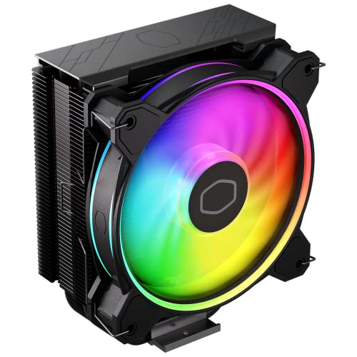 Cooler Master Hyper 212 Halo Black - Refroidisseur d'air pour CPU, ventilateur PWM de 120 Halo², ARGB à double boucle, couvercle supérieur en aluminium, 4 tubes de chaleur en cuivre, 154 mm de haut
