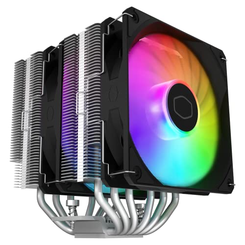 Cooler Master Hyper 620S Refroidisseur d'air CPU à double tour, synchronisation ARGB, ventilateur PWM de 120 mm, 6 caloducs à contact direct en cuivre, 154,9 mm de haut, argent