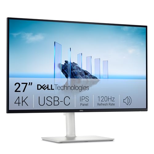 Dell Moniteur USB-C 27 Plus 4K – S2725QC – Écran 27 4K (3840 x 2160) 120 Hz 16 9, AMD FreeSync Premium, sRGB 99 , Haut-parleurs intégrés, Rapport de Contraste 1500 1, Comfortview Plus – Blanc cendré