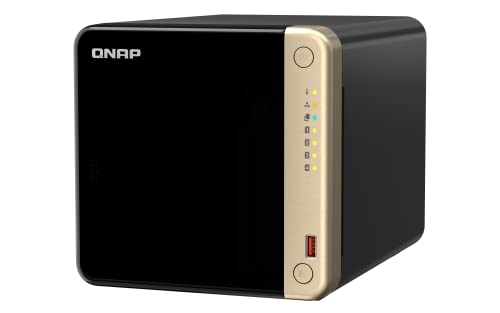QNAP TS-464-8G-US NAS de Bureau Haute Performance à 4 Baies avec processeur Intel Celeron Quad-Core, emplacements M.2 PCIe et connectivité réseau Double 2,5 GbE (2,5 G 1 G 100 M) (sans Disque)