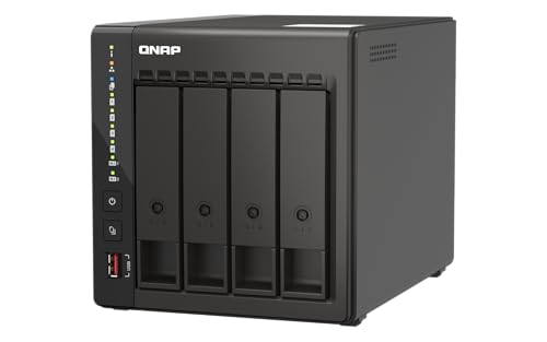 QNAP TS-453E-8G-US NAS de Bureau Haute Performance à 4 Baies avec processeur Intel Celeron Quad-Core, 8 Go de RAM DDR4 et Double connectivité réseau 2,5 GbE (2,5 G 1 G 100 M) (sans Disque)