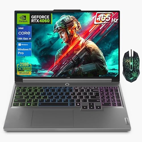 Lenovo Legion 5i Ordinateur portable de jeu, écran 16 WQXGA (2560 x 1600) 165 Hz, Intel Core i9-14900HX 14e génération, GeForce RTX 4060, RAM DDR5 32 Go, SSD 1 To, WiFi 6E, RGB rétroéclairé KB