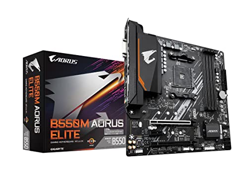 Gigabyte B550M AORUS Elite (AM4 AMD B550 Micro-ATX DDR4 Dual M.2 PCIe 4.0 Realtek GbE LAN Gaming Carte mère)