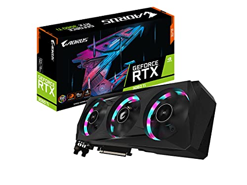 Gigabyte AORUS GeForce RTX 3060 Ti Elite 8G (REV2.0) Carte Graphique, 3 Ventilateurs WINDFORCE, LHR, 8 Go 256 Bits GDDR6, GV-N306TAORUS E-8GD REV2.0 Carte vidéo