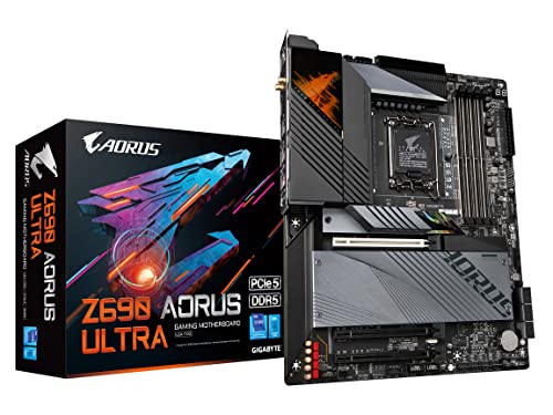 Gigabyte Z690 AORUS Ultra (LGA 1700 Intel Z690 ATX DDR5 Quad M.2 PCIe 5.0 USB 3.2 Gen2X2 Type-C WiFi 6 2.5GbE LAN Gaming Carte mère)