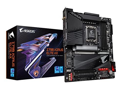 GIGABYTE Z790 AORUS Elite AX (LGA 1700 Intel Z790 ATX DDR5 Quad M.2 PCIe 5.0 USB 3.2 Gen2X2 Type-C Intel WiFi 6E 2.5GbE LAN Q-Flash Plus PCIe EZ-Latch Carte mère de Jeu)