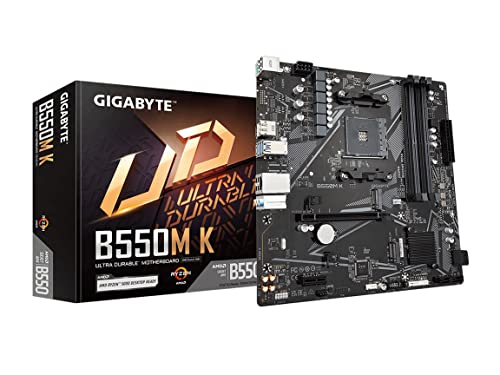 GIGABYTE B550M K (AM4 AMD B550 Micro-ATX Dual M.2 SATA 6 Gob s USB 3.2 Gen 1 Realtek GbE LAN PCIe 4.0 carte mère)