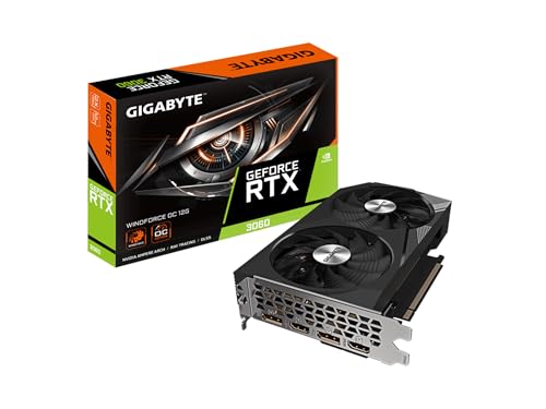 Gigabyte GeForce RTX 3060 WINDFORCE OC 12G (REV2.0) Carte Graphique, 2 Ventilateurs WINDFORCE, 12 Go 192 Bits GDDR6, GV-N3060WF2OC-12GD REV2.0 Carte vidéo