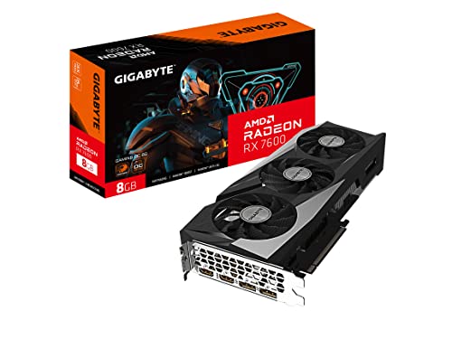 Gigabyte Radeon RX 7600 Gaming OC 8G Carte Graphique, 3 Ventilateurs WINDFORCE 8 Go 128 Bits GDDR6, GV-R76GAMING OC-8GD