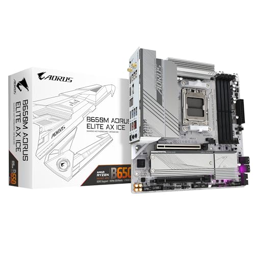 GIGABYTE B650M AORUS Elite AX Ice AM5 LGA 1718 Carte mère AMD B650 M-ATX DDR5, 2 x M.2, PCIe 5.0, USB 3.2 Gen2X2 Type-C, 2,5 GbE LAN, Q-Flash Plus, EZ-Latch