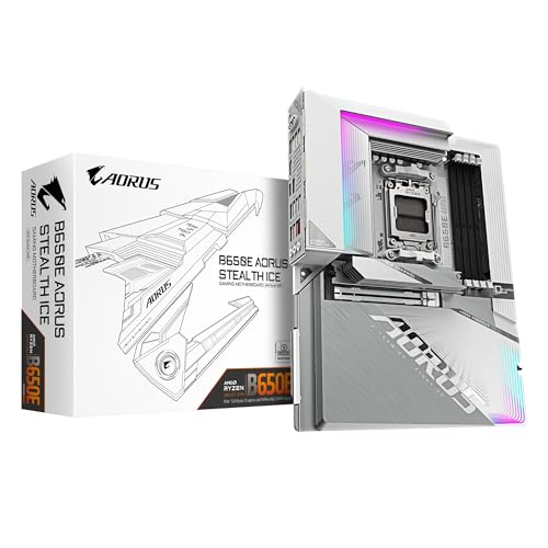GIGABYTE B650E AORUS Stealth Ice Connecteur arrière Carte Blanche Compatible avec AMD Ryzen 9000 8000 7000 Series Processeurs Socket AM5 DDR5 ATX Carte mère B650E A Stealth Ice MB6539