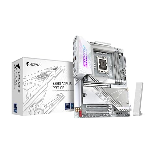 GIGABYTE Z890 AORUS Pro Ice Intel Core Ultra (Series 2) LGA 1851 Carte mère, ATX, DDR5, 5X M.2, PCIe 5.0, Thunderbolt 4, WIFI7, 5GbE LAN, EZ-Latch