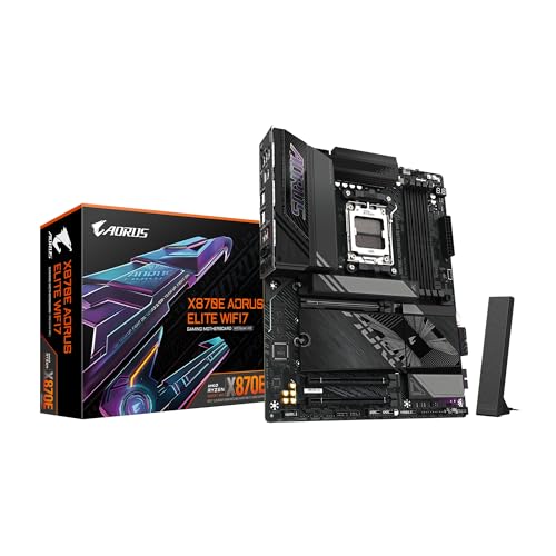 GIGABYTE X870E AORUS Elite WIFI7 AM5 LGA 1718, ATX, DDR5, 4X M.2, PCIe 5.0, USB4, Wi-FI 7, 2.5GbE LAN, EZ-Latch, Q-Flash