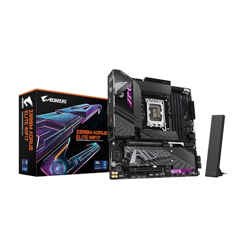GIGABYTE Z890M AORUS Elite WIFI7 Intel Core Ultra (Series 2) LGA 1851 Carte mère, M-ATX, DDR5, 3X M.2, PCIe 5.0, USB4 Type-C, WIFI7, LAN 2,5 GbE, WiFi EZ-Plug, EZ-Latch Plus