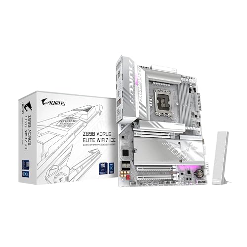 GIGABYTE Z890 AORUS Elite WIFI7 ICE Ultra Core (Series 2) Carte Mère LGA 1851, ATX, DDR5, 4X M.2, PCIe 5.0, Thunderbolt 4, WIFI7, 2.5GbE LAN, EZ-Latch