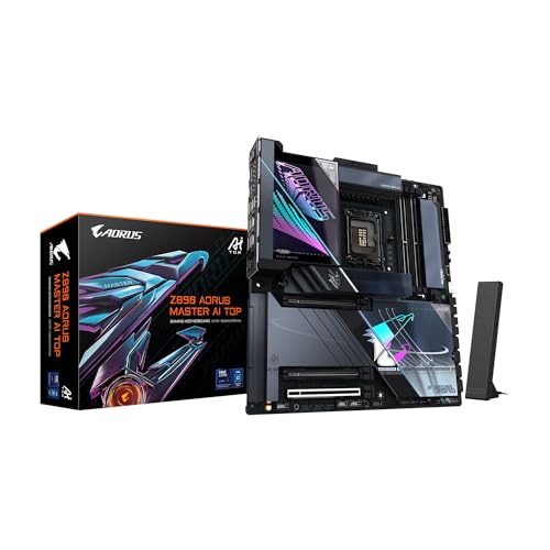 GIGABYTE Z890 AORUS Master AI Top Intel Core Ultra (Series 2) LGA 1851 Carte mère, E-ATX, DDR5, 4X M.2, PCIe 5.0, Thunderbolt 4, WIFI7, 10GbE LAN, EZ-Latch