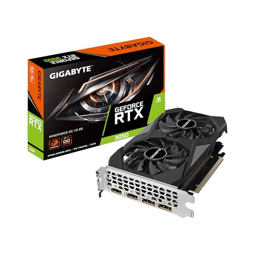 GIGABYTE GeForce RTX 3050 WINDFORCE OC V2 6G Carte Graphique, 2 Ventilateurs WINDFORCE, 6 Go GDDR6 96 Bits GDDR6, GV-N3050WF2OCV2-6GD