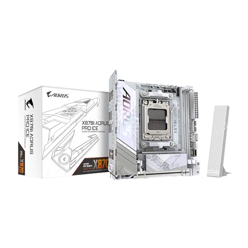 GIGABYTE X870I AORUS Pro Ice Carte mère AMD AM5 LGA 1718, Mini-ITX, DDR5, 2X M.2, PCIe 5.0, USB-C, WIFI7, LAN 2,5 GbE, EZ-Loquet