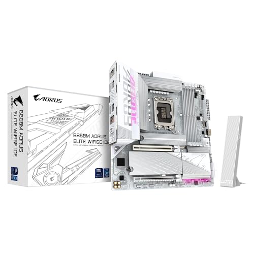 GIGABYTE B860M AORUS Elite WIFI6E Ice Intel Core Ultra (Series 2) LGA 1851 Carte mère, mATX, DDR5, 3X M.2, PCIe 5.0, USB-C, WIFI6E, 2,5 GbE LAN, EZ-Latch