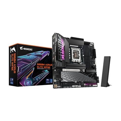 GIGABYTE B860M AORUS Elite WIFI6E Intel Core Ultra (Series 2) LGA 1851 Carte mère, mATX, DDR5, 3X M.2, PCIe 5.0, USB-C, WIFI6E, 2,5 GbE LAN, EZ-Latch